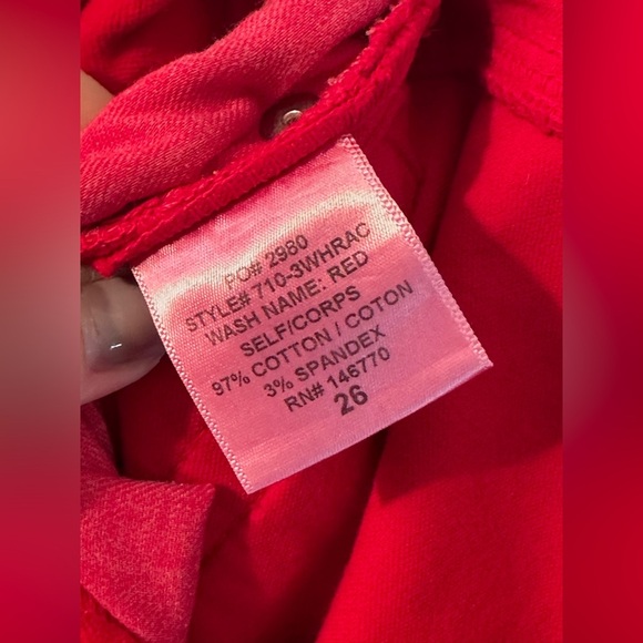 RE/DONE 26 Velvet High Rise Ankle Crop Jeans Pants Red Holiday Christmas Party - Picture 7 of 16